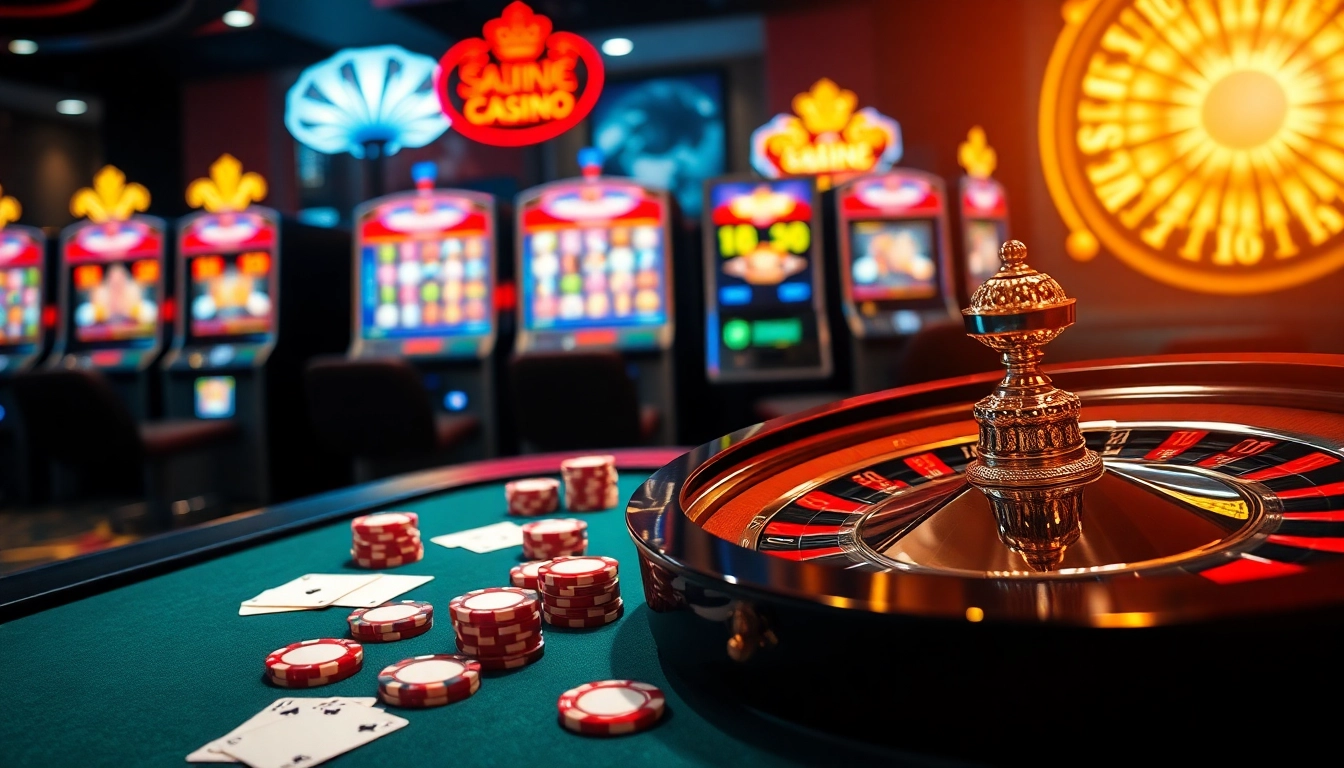 Exciting casino scene featuring cards and roulette at fun79 com, showcasing thrilling gambling opportunities.