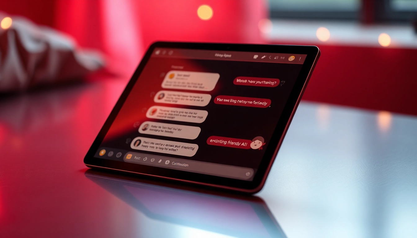 Engaging NSFW chat bot interface showcasing adult character interactions with a modern device.