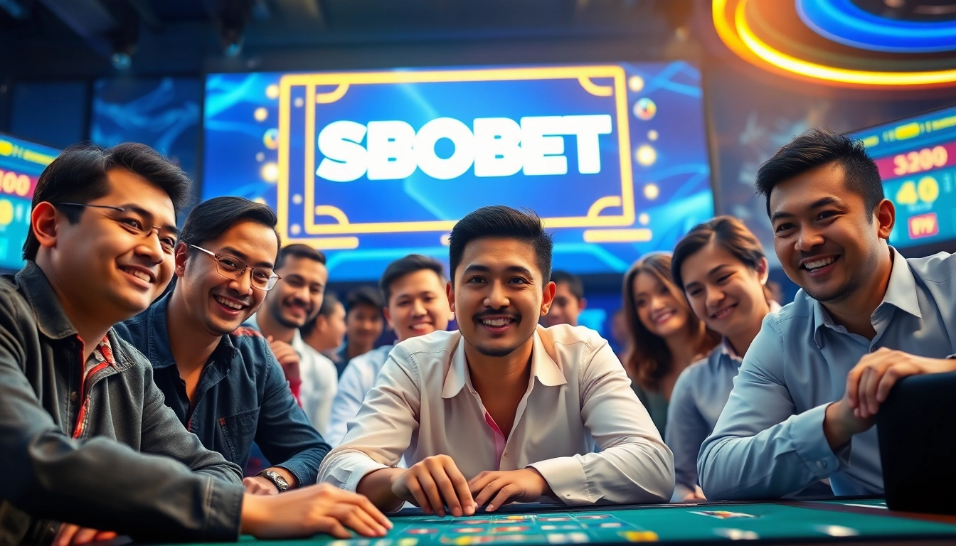 SBOBET.dance scene showcasing diverse players engaging in exciting online betting activities at a vibrant digital gaming hub.